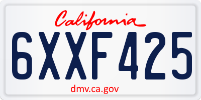 CA license plate 6XXF425