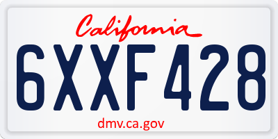 CA license plate 6XXF428