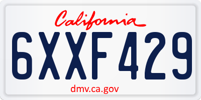 CA license plate 6XXF429