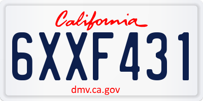 CA license plate 6XXF431