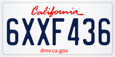 CA license plate 6XXF436
