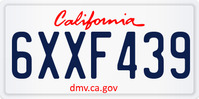 CA license plate 6XXF439
