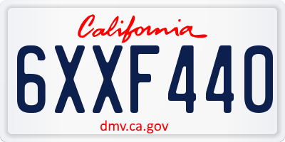 CA license plate 6XXF440