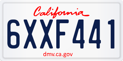 CA license plate 6XXF441