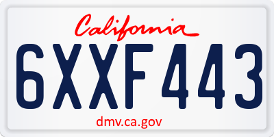 CA license plate 6XXF443