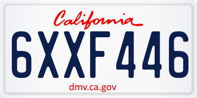 CA license plate 6XXF446