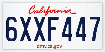 CA license plate 6XXF447