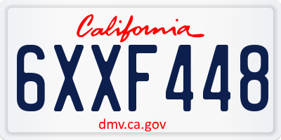 CA license plate 6XXF448