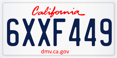 CA license plate 6XXF449