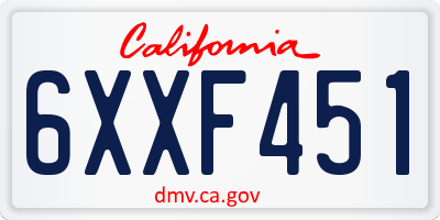 CA license plate 6XXF451