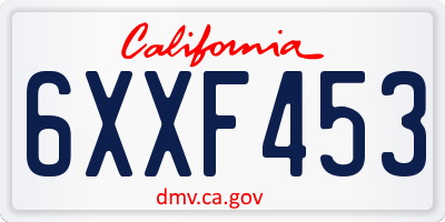 CA license plate 6XXF453