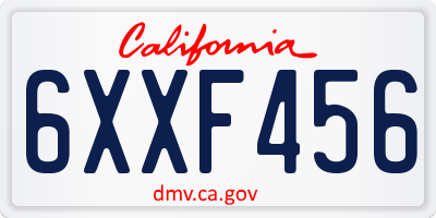 CA license plate 6XXF456