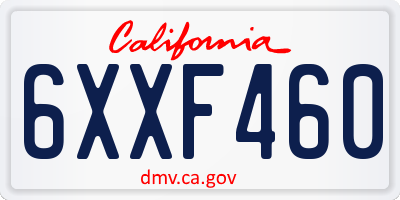 CA license plate 6XXF460