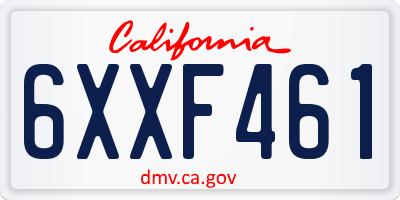 CA license plate 6XXF461
