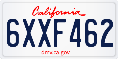 CA license plate 6XXF462