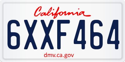 CA license plate 6XXF464