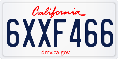 CA license plate 6XXF466