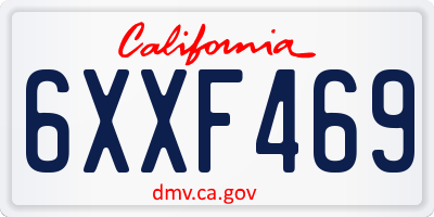 CA license plate 6XXF469