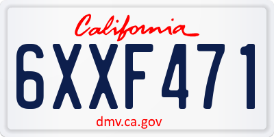 CA license plate 6XXF471