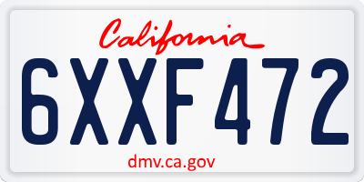 CA license plate 6XXF472