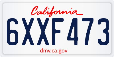 CA license plate 6XXF473