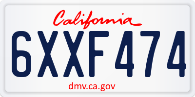 CA license plate 6XXF474
