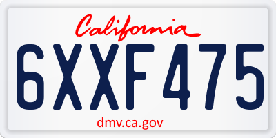 CA license plate 6XXF475
