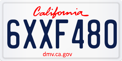 CA license plate 6XXF480