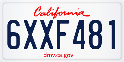 CA license plate 6XXF481