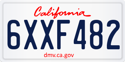 CA license plate 6XXF482