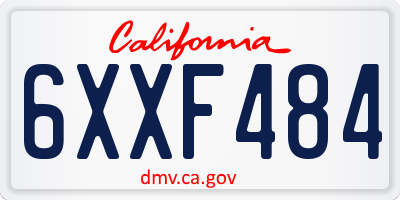 CA license plate 6XXF484