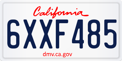 CA license plate 6XXF485