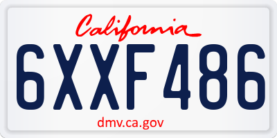 CA license plate 6XXF486