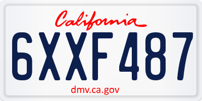 CA license plate 6XXF487
