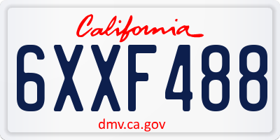 CA license plate 6XXF488