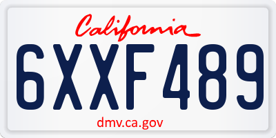 CA license plate 6XXF489