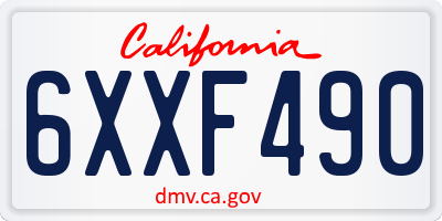 CA license plate 6XXF490