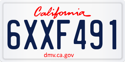 CA license plate 6XXF491