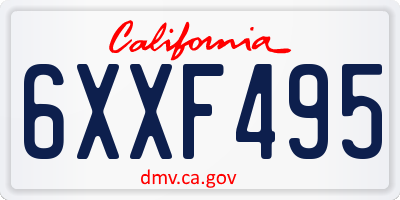 CA license plate 6XXF495