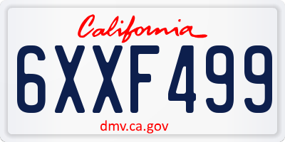 CA license plate 6XXF499