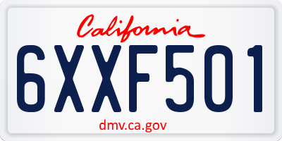 CA license plate 6XXF501