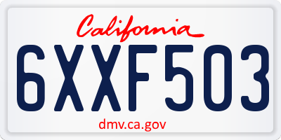 CA license plate 6XXF503