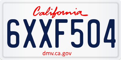 CA license plate 6XXF504