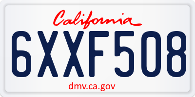 CA license plate 6XXF508