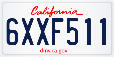 CA license plate 6XXF511