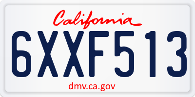 CA license plate 6XXF513