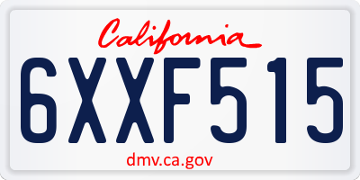 CA license plate 6XXF515