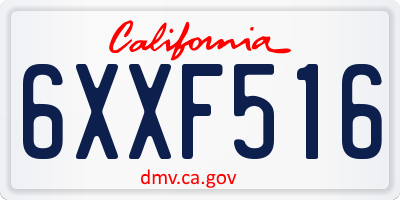 CA license plate 6XXF516