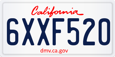 CA license plate 6XXF520