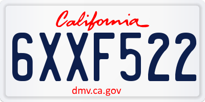 CA license plate 6XXF522